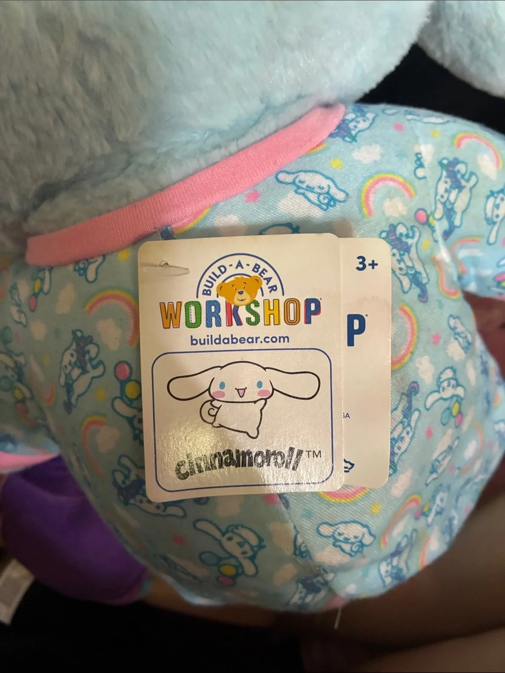 Build-A-Bear Light Blue Plush One-Piece with Pink Trim